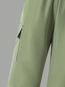 SHEIN 少女纯色长袖上衣搭配褶皱阔腿裤，秋季 - 白色 - 查看 7