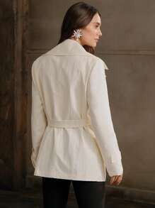 Anewsta Trench Caise Urban Minimalist Brodat Pentru Femei - Caisă - Vizualizare 3