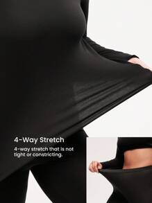 LUVLETTE Plus 女士保暖内衣超柔软底层寒冷天气温暖冬季睡衣套装 V 领上衣和长裤 - 黑色 Warmlette - 黑色 - 查看 6