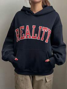 DAZY 女式字母印花超大连帽衫，秋装