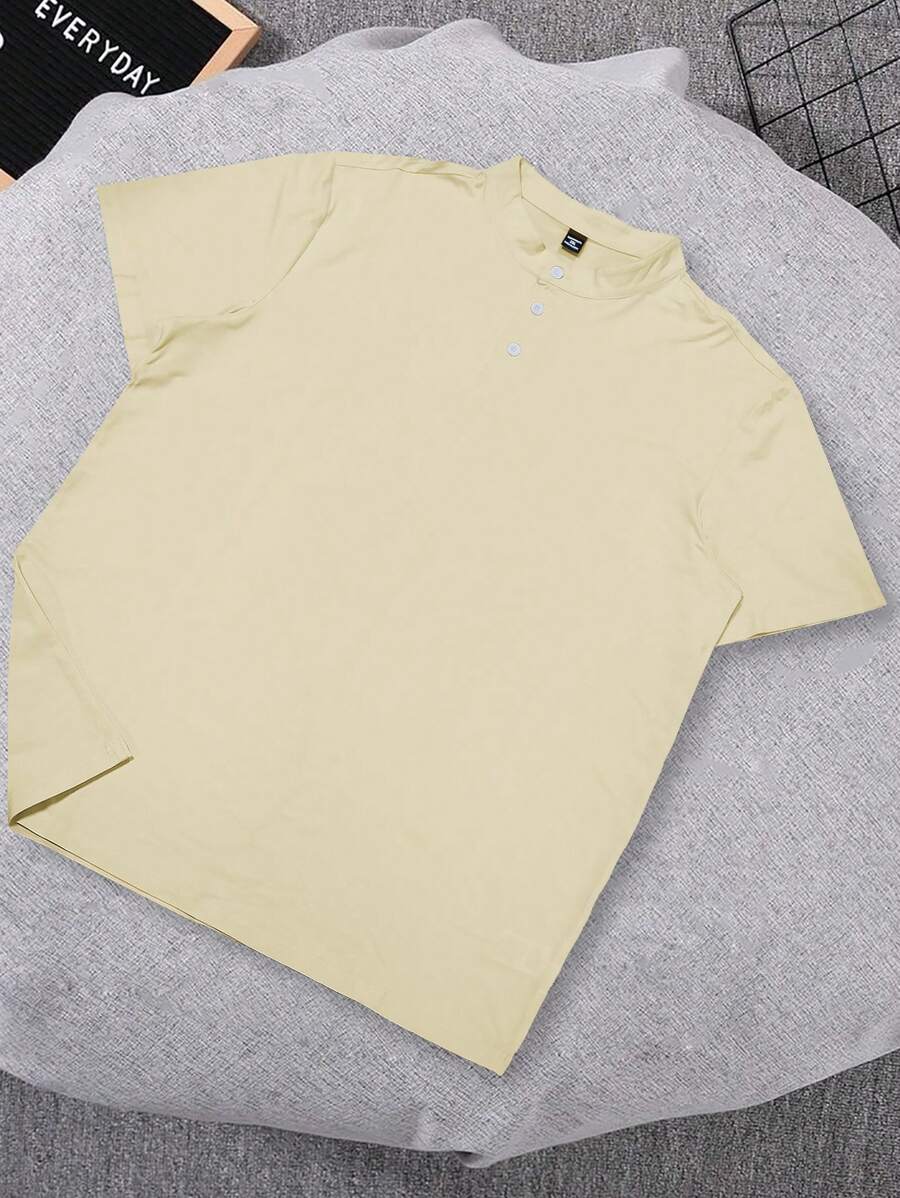 Manfinity Homme Plus Size Men's Casual Plain Short Sleeve Polo Shirt For Work