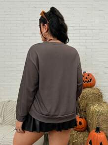 Mermaid Designs Artist Plus Size Women's Casual Loose Fit Round Neck Sweatshirt Top, Holiday, Vacation, Spring, Going Out, Festival, For Workout, Ibiza Fits