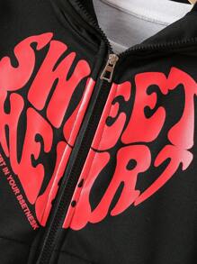 SHEIN Explorewe Tween Boys Letter Print Hooded Sweatshirt For Spring And Autumn - Black - View 6