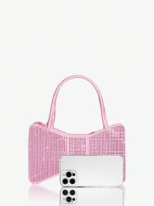 SHEIN ICON 女士，女式蝴蝶结手提包，晚宴包，时尚，奢华，水钻，个性化，简约，多功能，甜美酷炫女孩，辣妹，Y2K，粉色，适合鸡尾酒会、派对、舞会、俱乐部、约会、生日、晚会、情人节约会之夜