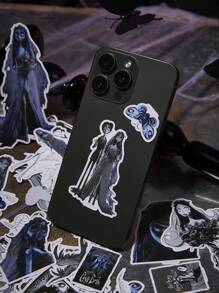 Corpse Bride X SHEIN 56张卡通人物图案贴纸套装，情侣婚礼、礼物、情人节 - 彩色 - 查看 4