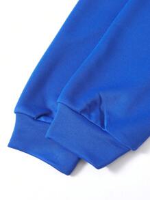 SHEIN Áo nỉ in họa tiết kiểu Mỹ dành cho thiếu niên nam. - Xanh đậm - Xem 6