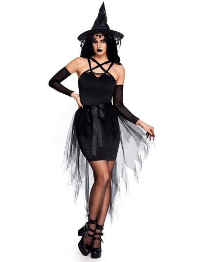 Goth Halloween Witch Cosplay Costume Outfit
