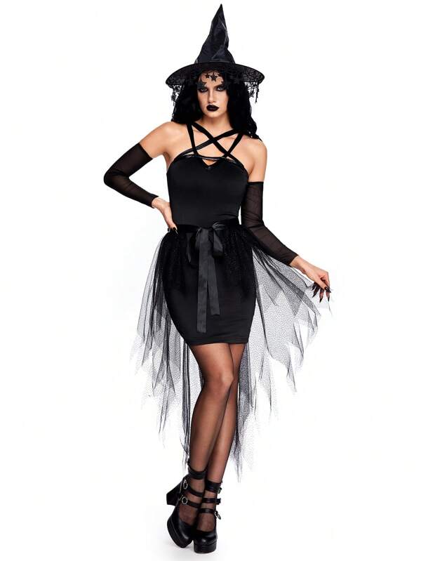 ROMWE Goth Halloween Witch Cosplay Costume Outfit