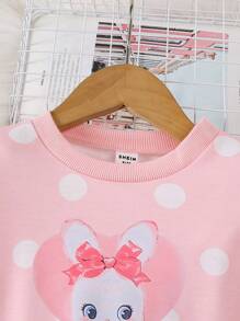 SHEIN Glamorique Kids 小女孩波点连衣裙2024新款儿童公主裙小女孩优雅休闲连衣裙春秋 - 粉色 - 查看 8