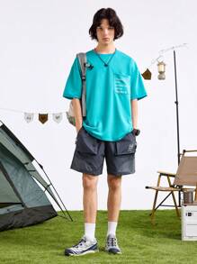 In My Nature Men's Contrast Color Patchwork Outdoor Shorts - Dark Grey - View 7
