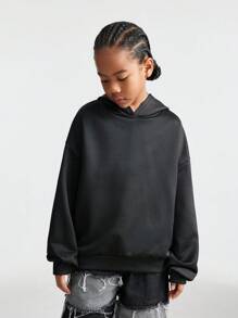 SHEIN Quần áo cho bé gái tuổi teen giữ ấm bằng vải lông cừu, bóng đá, bóng chuyền, lễ tạ ơn, lễ Halloween, giáng sinh, ngày đầu tiên đi học, áo khoác bomber dày ấm áp cho mùa thu/đông - màu đen - Xem 3