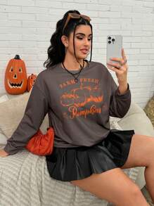 Mermaid Designs Artist Plus Size Women's Casual Loose Fit Round Neck Sweatshirt Top, Holiday, Vacation, Spring, Going Out, Festival, For Workout, Ibiza Fits