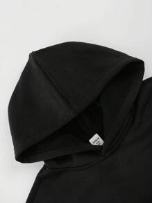 SHEIN Bộ 2 món/Bộ áo hoodie và quần nỉ in họa tiết mạng nhện phong cách Mỹ thời trang cỡ lớn cho bé trai - màu đen - Xem 6