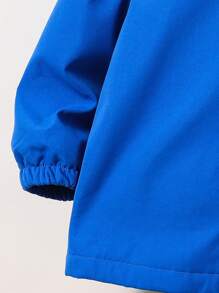 SHEIN 2 件套年轻男孩休闲复合保暖内衬可拆卸连帽拉链运动衫和宽松抽绳裤，春夏秋冬装 - 藍色 - 查看 3