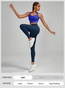 GLOWMODE FeatherFit™-Sculpt全覆蓋側面支撐寬帶十字交叉運動胸罩，輕支撐低影響瑜伽日常穿著