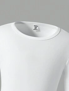 SHEIN 少女纯色长袖上衣搭配褶皱阔腿裤，秋季 - 白色 - 查看 5