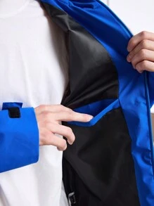 In My Nature Men's Solid Color Blue Zip Up Hoodie Outdoor Jacket - Blue - View 4