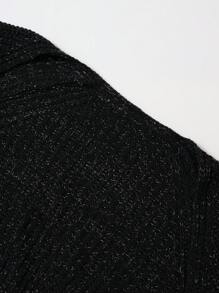 SHEIN EZwear Plus Size Women's Sequin Embellished Long Sleeve Cardigan - Black - View 5
