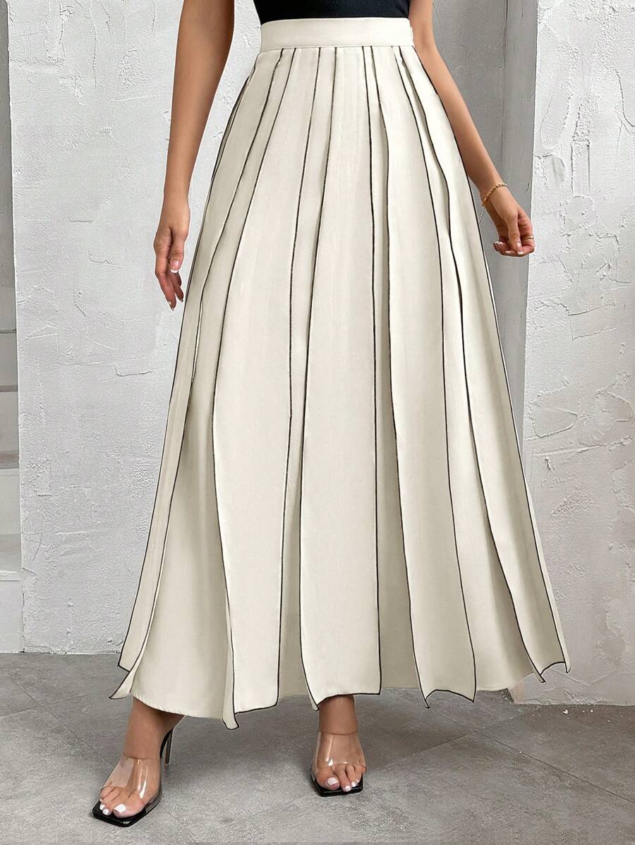 Firerie 1pc Women High Waist Pleated Skirt, Work Office Elegant