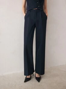 BizChic Conjunto de traje azul elegante y formal para mujer, conjunto de negocio grueso para uso en la oficina, fiesta de Navidad y vacaciones, ropa de otoño e invierno - Azul Marino - Ver 3