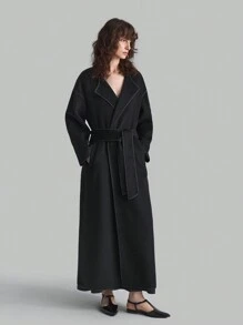 Ontre Abrigo negro de mujer nuevo para 2025, elegante estilo de dama de oficina