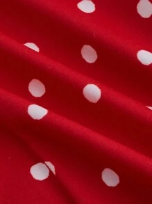 SHEIN X Garcia Sisters SHEIN MOD Red Vintage Cute Polka Dot Print Playful Mini Dress, Concert Women Outfit - Red - View 3