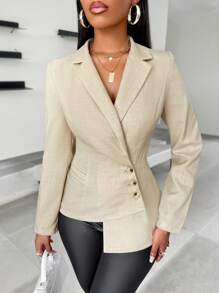 SOLERSUN 翻领单排扣西装外套 - 卡其色 - 查看 6