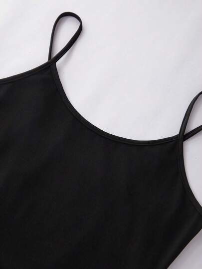 Set: Spaghetti Strap Top, Bow Plaid Printed Shorts Pants, view 3