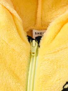 男婴服装可爱拼布蜜蜂连帽连体衣冬季服装 - 彩色 - 查看 5