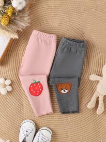 Baby Girls' Casual Cute Simple Strawberry Print Fleece Pants, Autumn/Winter