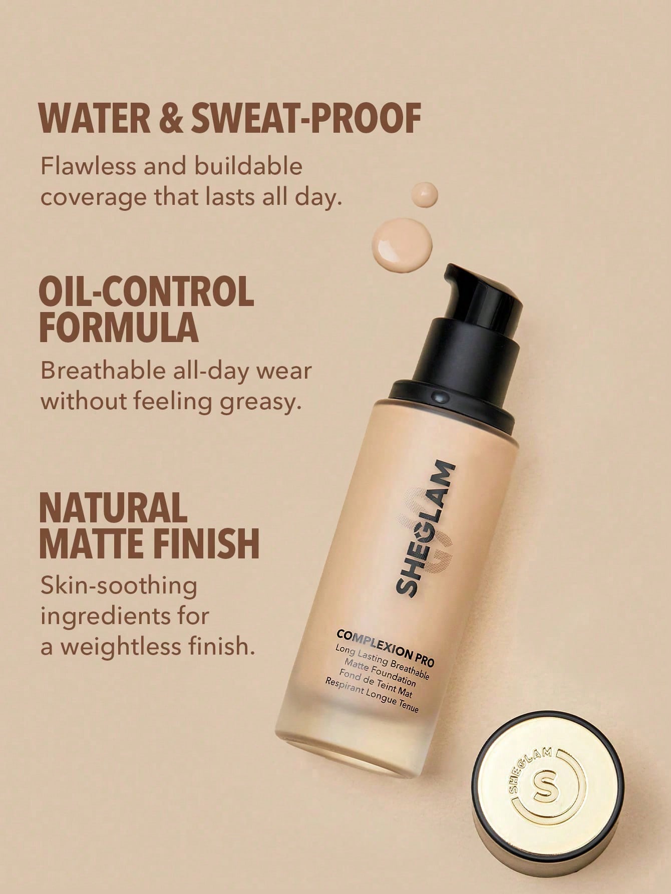 Complexion Pro Long Lasting Breathable Matte Foundation Sample-Linen 4