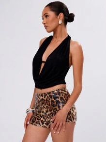 MUSERA Backless Cowl Top Summer Ibiza Boho Vacation Club Sexy Festival Holiday Rave Western Fall Back To School Going Out Top