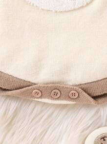 Baby Boys' Sweater Bodysuit, Light Brown Embroidered Teddy Bear Design, Warm & Comfortable For Newborns, Suitable For Daily Wear, Outings, Travel, Home, Daycare And School - Coffee Brown - View 5