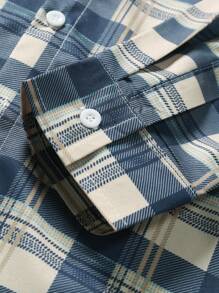 Manfinity Homme Men's Long Sleeve Casual Plaid Graphic Collar Shirt, For Going Out