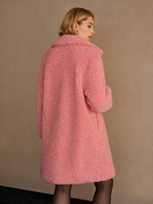 Veste décontractée simple à manches longues col châle, couleur unie, moelleuse pour femmes