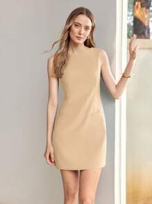 MOTF PREMIUM VESTIDO MINI CON CIERRE TRASERO SÓLIDO - Albaricoque - Ver 3