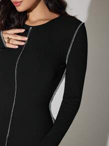 Veilorie Women's Long Sleeve Round Neck Elegant Extra Long Dress, Spring/Summer Modest