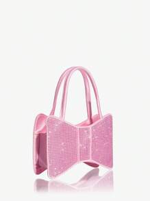 SHEIN ICON 女士，女式蝴蝶结手提包，晚宴包，时尚，奢华，水钻，个性化，简约，多功能，甜美酷炫女孩，辣妹，Y2K，粉色，适合鸡尾酒会、派对、舞会、俱乐部、约会、生日、晚会、情人节约会之夜