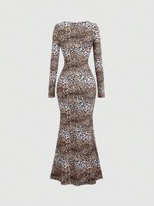 SHEIN Unity 1pc Animal Leopard Print Bodycon Dress With Sweetheart Neck - Multicolor - View 2