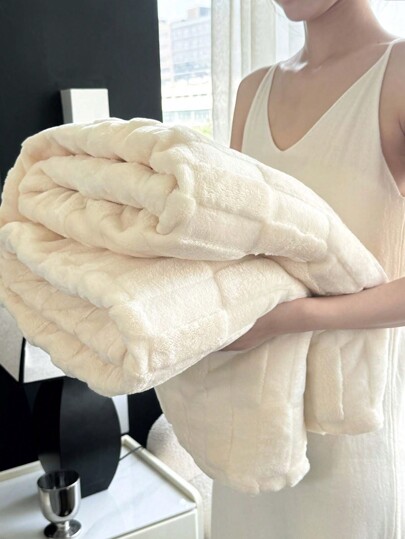 1 pieza Manta tejida en jacquard grueso con diseño de rayas largas, proporciona una experiencia de sueño cálida y cómoda