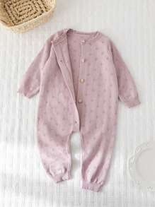 Cozy Pixies Baby Girl Floral Pattern Round Neck Ruffle Long Sleeve Jumpsuit,In Fall/Winter - Dusty Pink - View 7