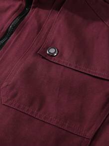 Manfinity Homme Men Flap Pocket Zip Detail Jacket - Maroon - View 7