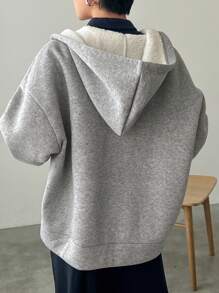 FRIFUL Women's Thermal Lined Loose Fit Hooded Jacket,Thermal Lined Women Coats - Grey - View 5