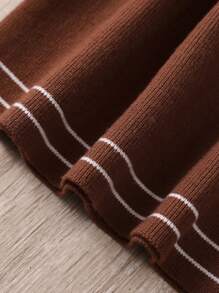 SHEIN Baby Girl Contrast Ruffle Trim Long Sleeve Sweater Fall Dress - Rust Brown - View 6