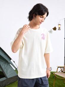 In My Nature Men's Casual Round Neck Short Sleeve Letter Print Outdoor T-Shirt - White - View 4