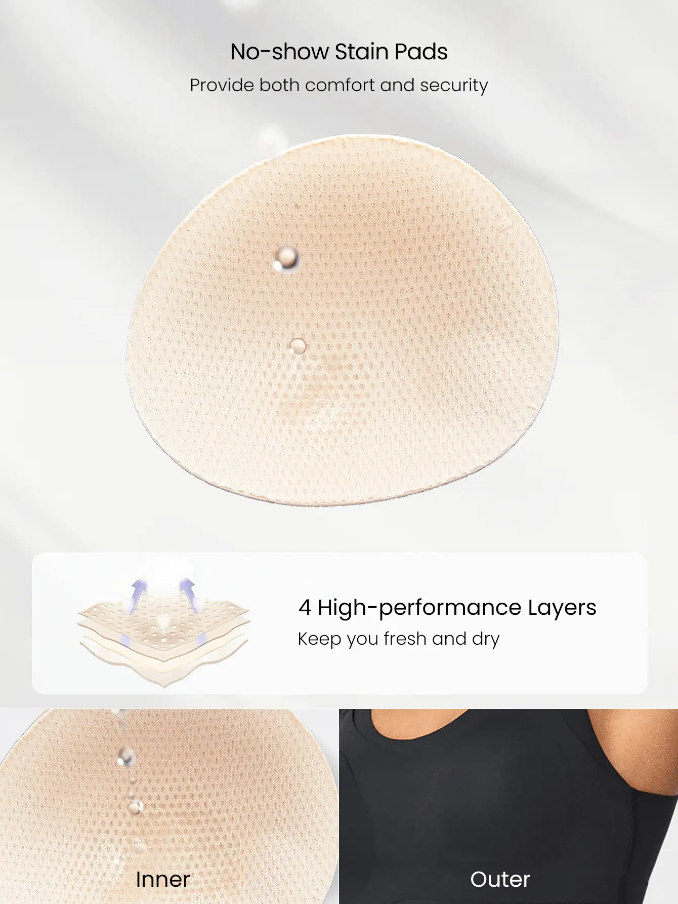 GLOWMODE Soft Comfy Coverage Adjustable Anti-Spill Nursing Bra With No-Show Stain Pads Low Impact Yoga Daily Wear - Black - View 3