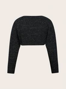 SHEIN EZwear Plus Size Women's Sequin Embellished Long Sleeve Cardigan - Black - View 2