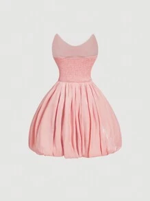 SHEIN MOD 女士优雅粉色迷你连衣裙，茶会 - 粉色 - 查看 2