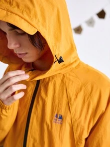 In My Nature Men's Letter Print Raglan Sleeve Hooded Casual Loose Outdoor Jacket,Orange Long Sleeve - Orange - View 6