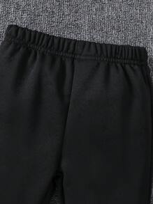 Baby Boys Simple English Graphic Hooded Sweatshirt Set - Black - View 3